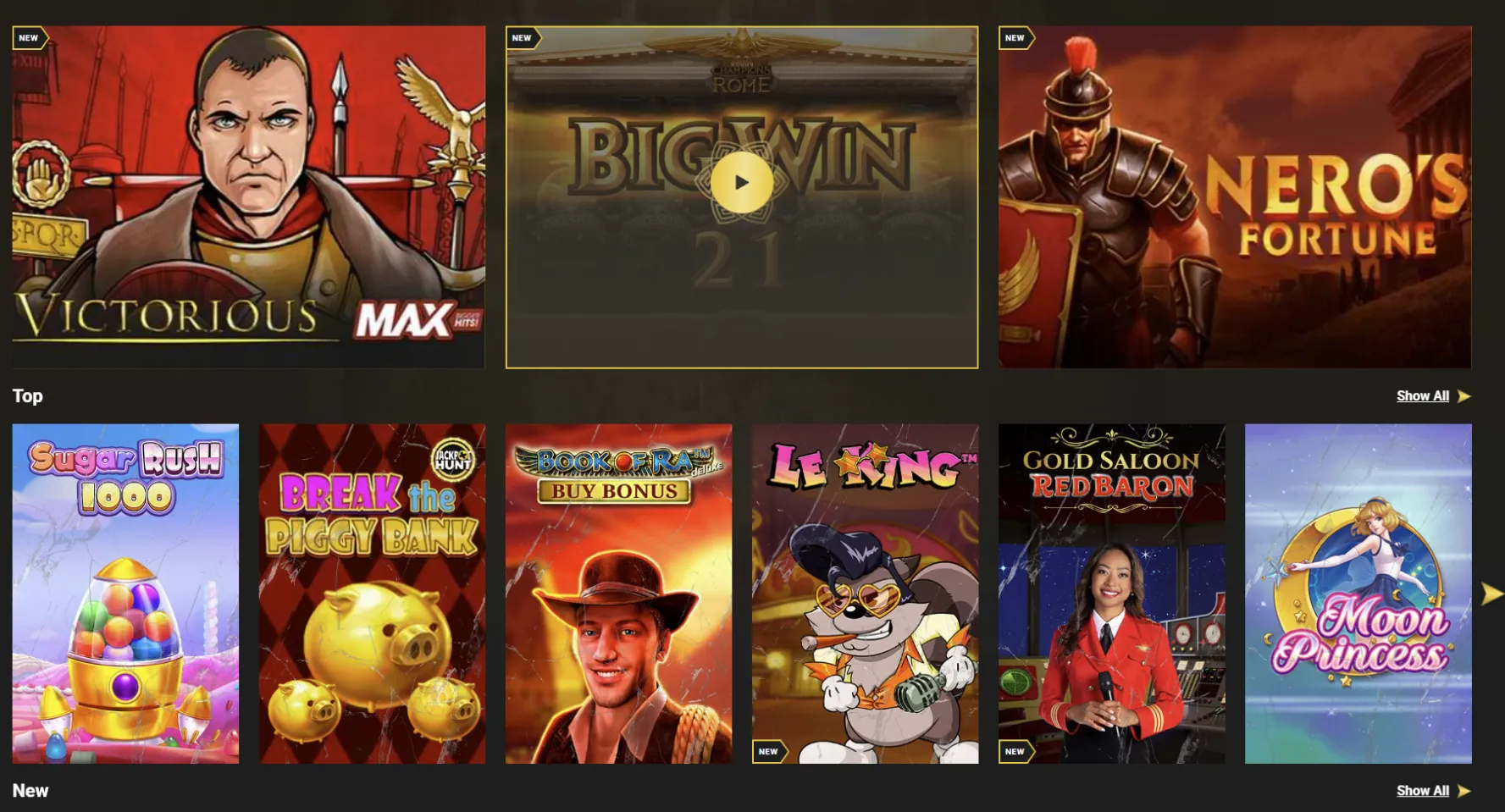 Schermata della homepage di Casinoly casino con menu giochi, promozioni e pulsanti di registrazione e accesso.